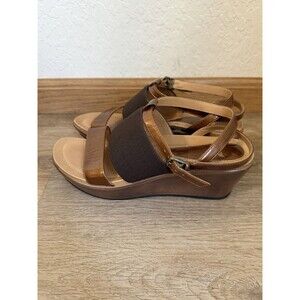 Dansko Brown and Dark Brown Wedge Sandals